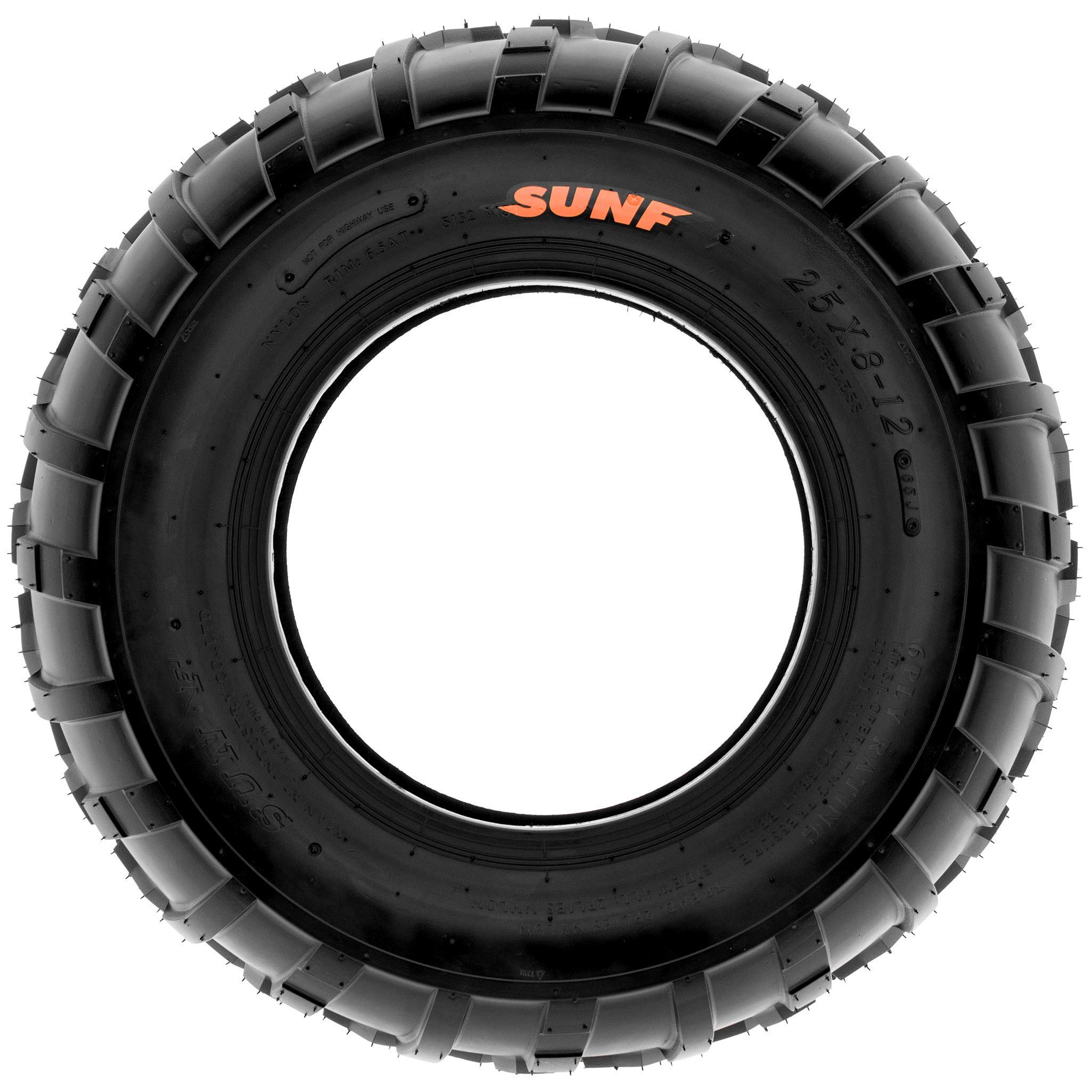 SunF A010 25x8-12 25x8x12 ATV UTV Quad pneumatici fuoristrada 6PR TL 65J E4 Mark battistrada direzionali e nodosi, set di 2 pezzi