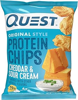 Nutrition Cheddar & Sour Cream Protein Chips, 19g Protein, 4g Net Carbs, Low Carb, Gluten Free, 1.1 oz (Pack of 12)
