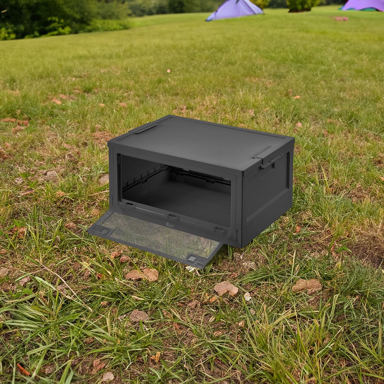 Xcase Stapelboxen mit Deckel: 4er-Set Faltbare Aufbewahrungsboxen mit Deckel, 4 Rollen, 45l, schwarz (Boxen mit Kunststoff, Kunststoffboxen mit)