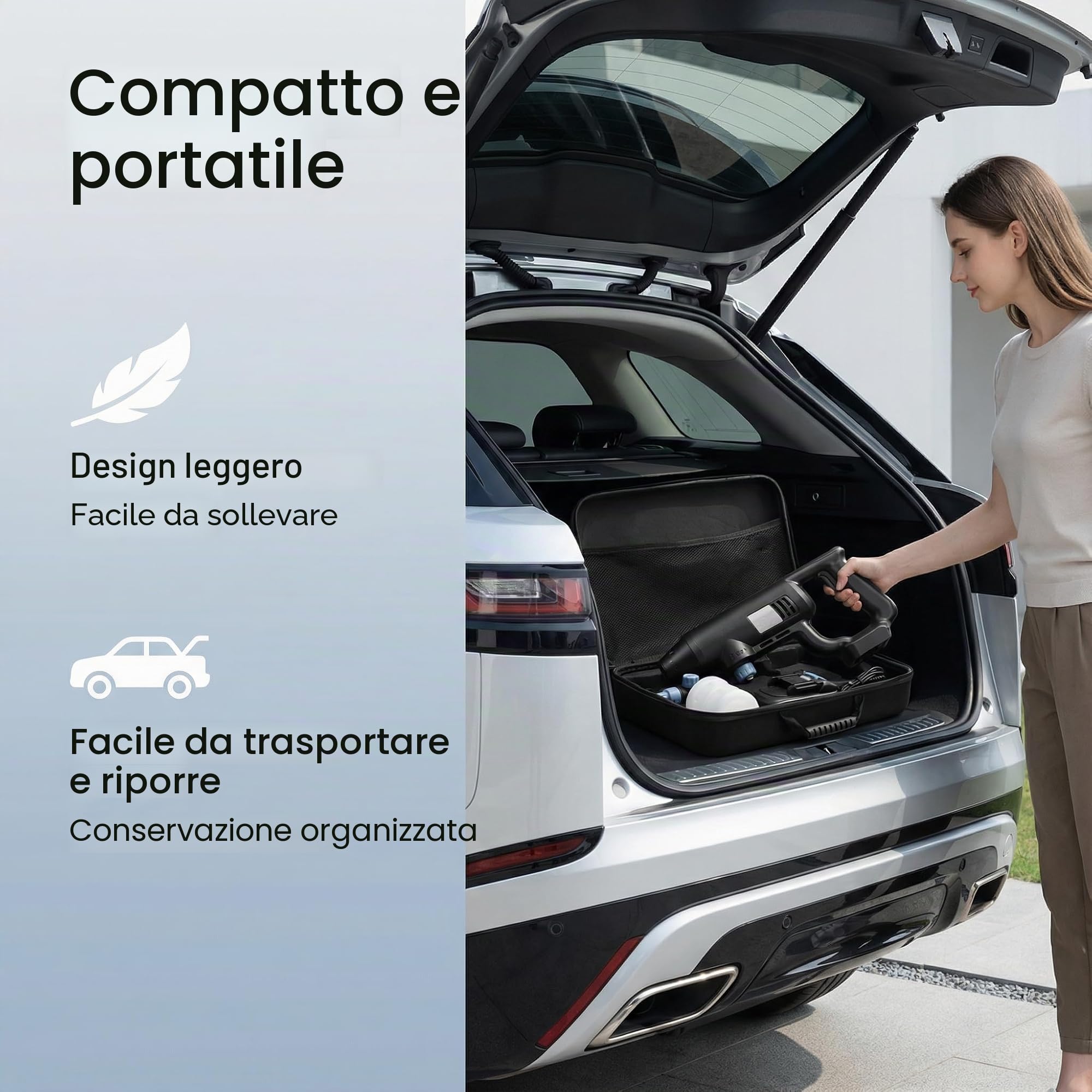 Idropulitrice a Batteria Portatile 1087PSI: Senza Filo con Batteria da 4.0Ah - Bocchetta regolabile a 3 livelli per una pulizia esterna versatile di auto/terrazze/giardini e vialetti