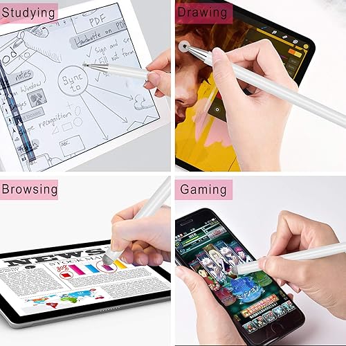 Miniatura 2 de Lápiz óptico para iPad, pantallas táctiles, lápiz capacitivo de alta sensibilidad y punta de fibra, lápiz digital universal con tapa magnética