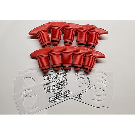 Gas Stop Propane Safety Device: 5-Pack POL Tank/Cylinder Valve Plugs with Inside...