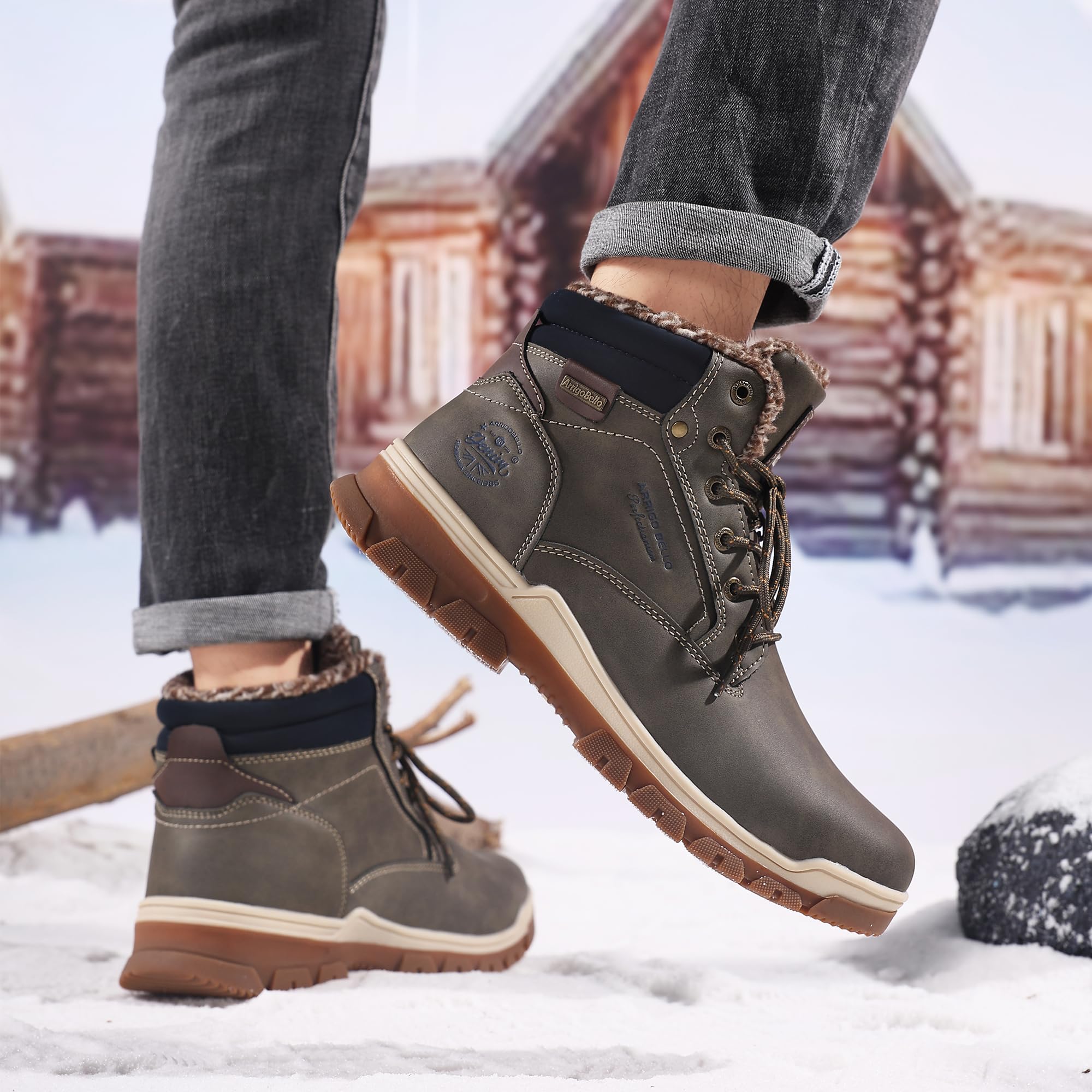 ARRIGO BELLO Stivali Uomo Invernali Scarpe Inverno Calda Foderato Montagna Antiscivolo Trekking Boots Scarponcini Neve Taglia 41-46EU