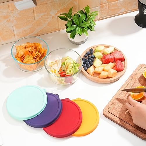 Miniatura 8 de Tapas redondas de silicona para almacenamiento de 4 tazas de repuesto para cuencos de vidrio Anchor Hocking y Pyrex 7201-PC (recipiente no incluido)