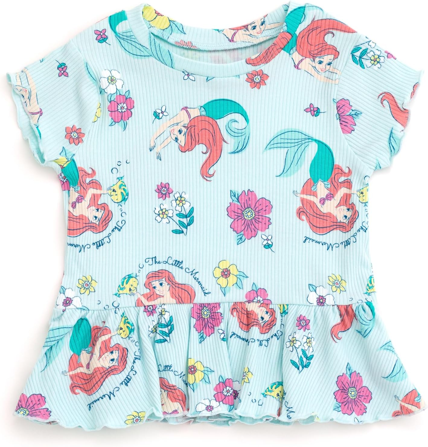 Disney Ribbed Peplum T-Shirt and Bike Shorts Outfit Set Newborn to Big Kid Sizes (0-3 Months - 14-16) - Image 4