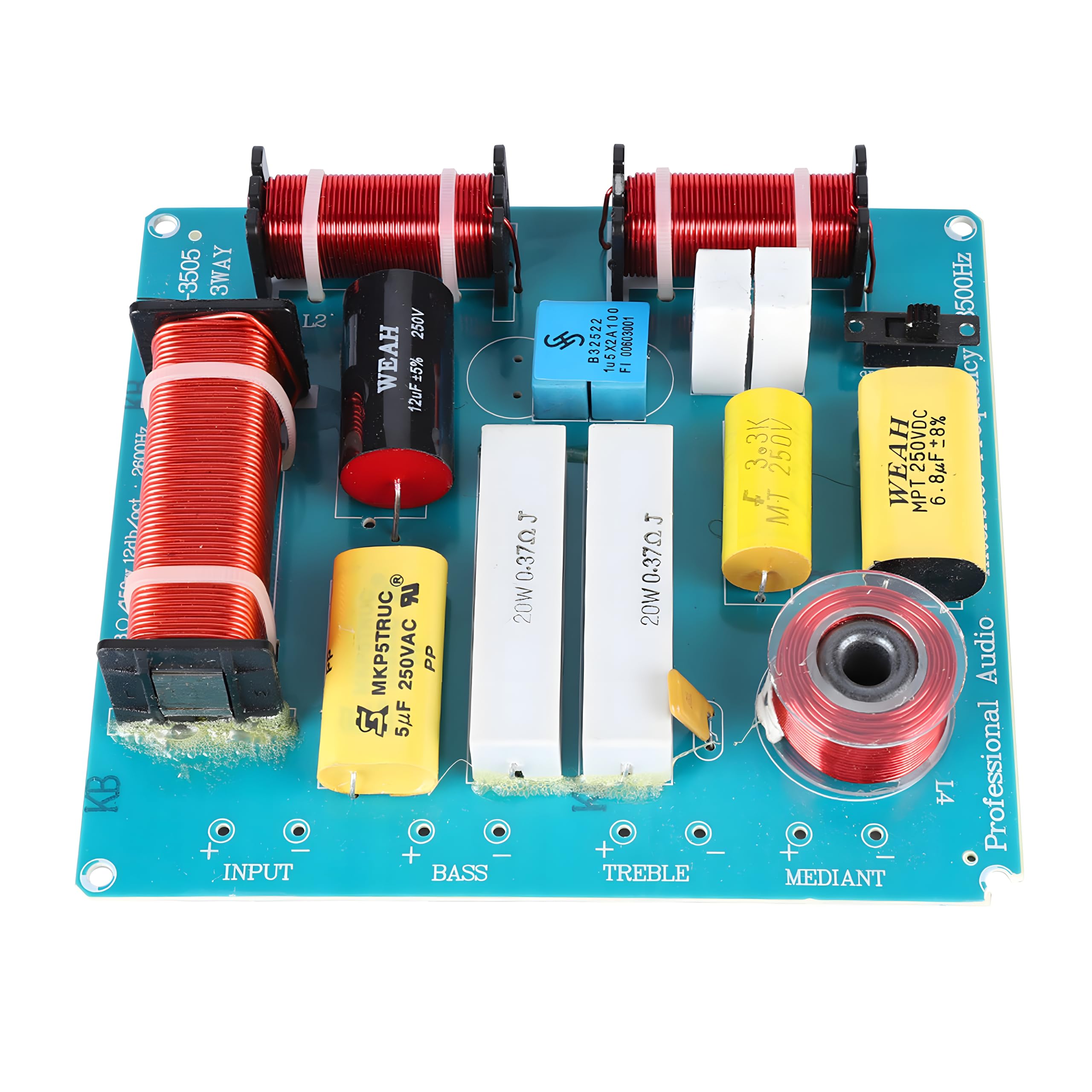 Altoparlante Crossover Connessione 3 Vie 300W Divisore di Frequenza per ≤12 Pollici Altoparlanti, HiFi Audio Altoparlanti Alti Bassi Medi Filtro Crossover per Palco KTV Fai da Te