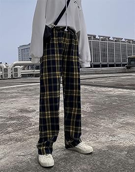 Amazon | [ZYOOFOV] チェックパンツ レディース ゆったり ワイド