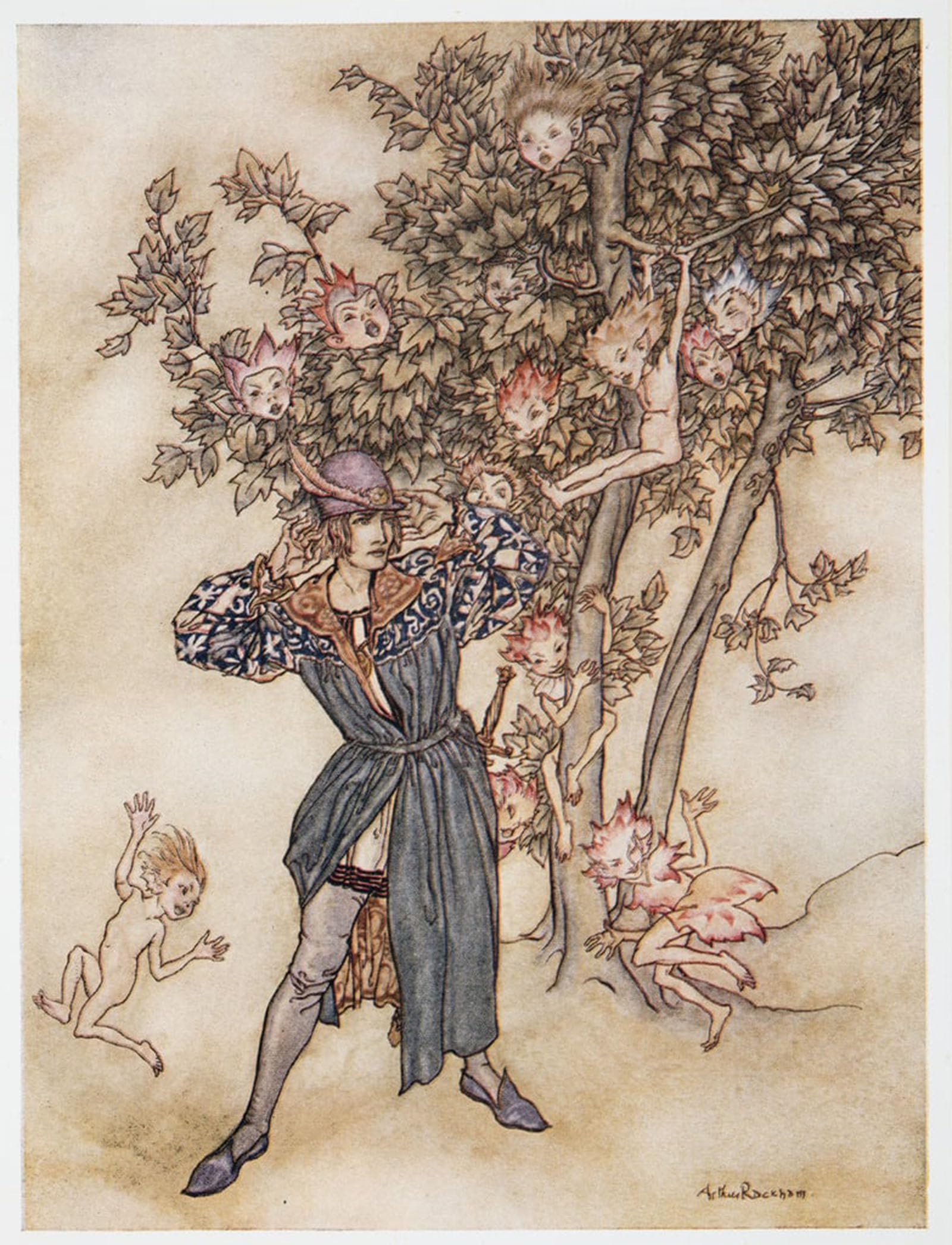 SERENDIPITP Abstract Painting Mural Print Picture Wall Decor Painting Burthen Hark Hark by Arthur Rackham Vintage Wall Artwork for Home Decor 60x90cm