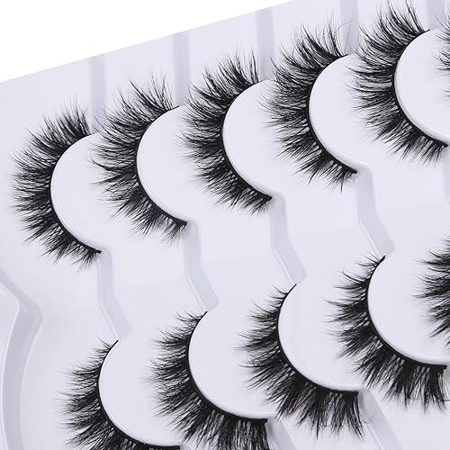 Miniatura 267 de Pooplunch Pestañas postizas de pelo de visón sintético, estilo de ojo de gato, paquete de pestañas postizas naturales esponjosas, paquete múltiple