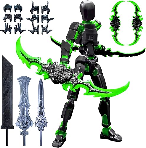 Juego de figuras de acción T13, figuras de acción Titan 13 con múltiples accesorios, relleno de calcetín de Navidad para niños (negro y verde)