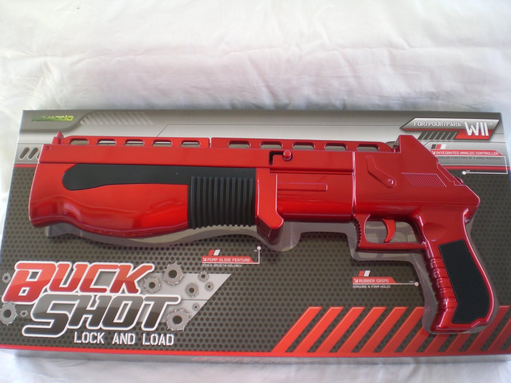 KMD Wii Buckshot with Intergrated Analog Controller Chrome Red