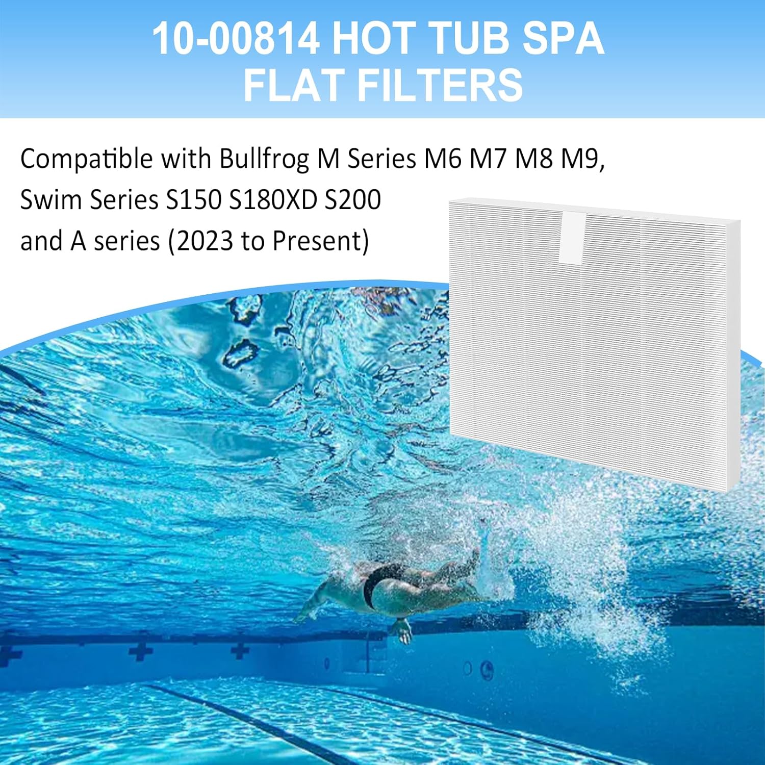 Gekufa 6 Pack 10-00814 Hot Tub Spa Flat Filters Compatible with Bullfrog S200 S150 S180XD M Series (M6-M9) & A Series (A5-A9) Hot Tub Spas 2023+