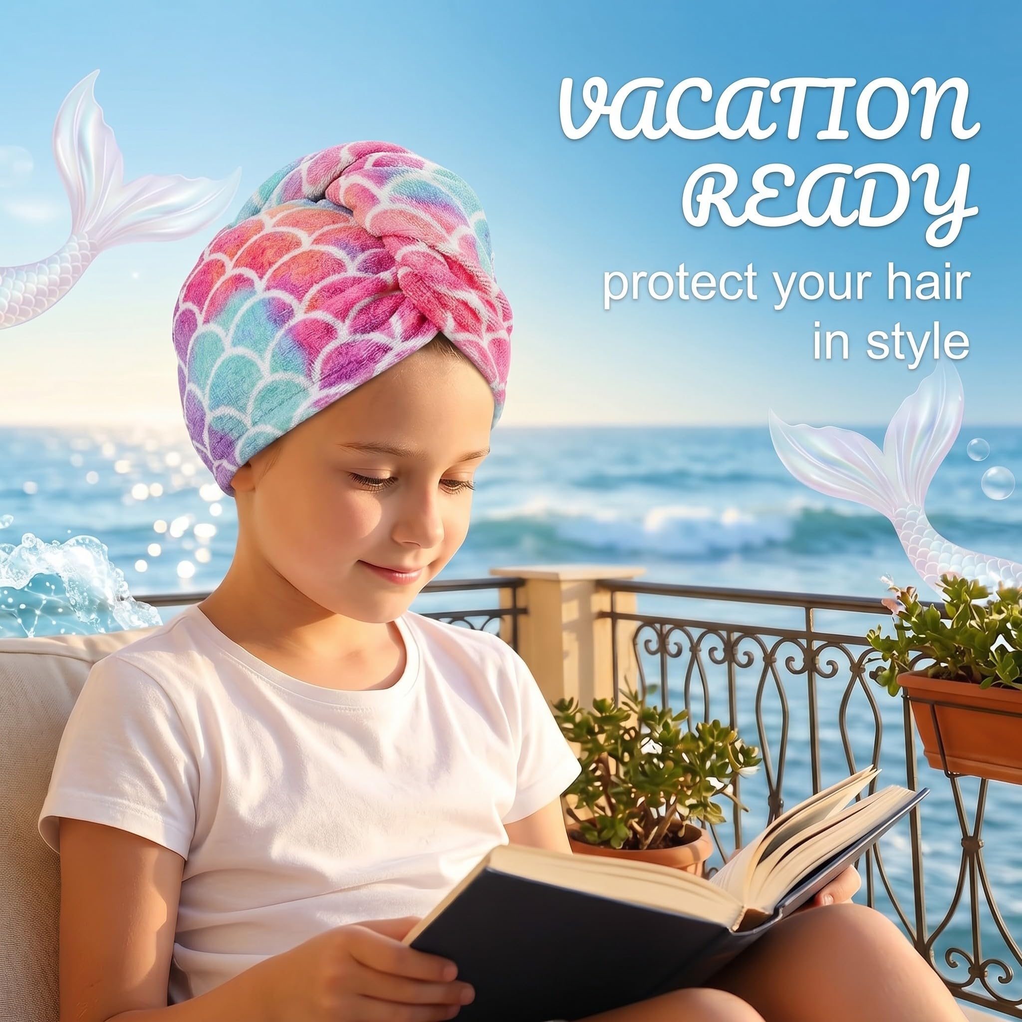RUKAN Turbante Asciugacapelli, Asciugamano Per Capelli, Asciugamano Capelli Turbante, Asciugamano Microfibra Capelli, Turbante In Microfibra Per Bambini, Stampa A Squame, Asciugatura Rapida