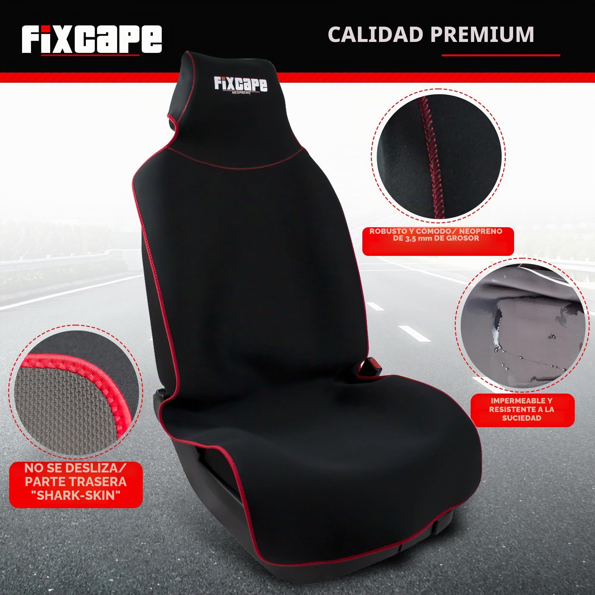 fixcape 4260339410093 Neopreno Funda para Asientos Coche Universal Impermeable
