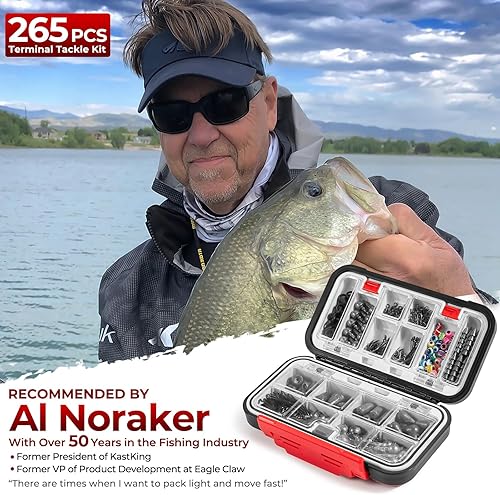 Miniatura 2 de MadBite by KastKing 182/265/400pcs Compact Fishing Tackle Kit - All-in-One Freshwater Hooks, Weights, Bobbers in Tackle Box, Fishing Gear Set for