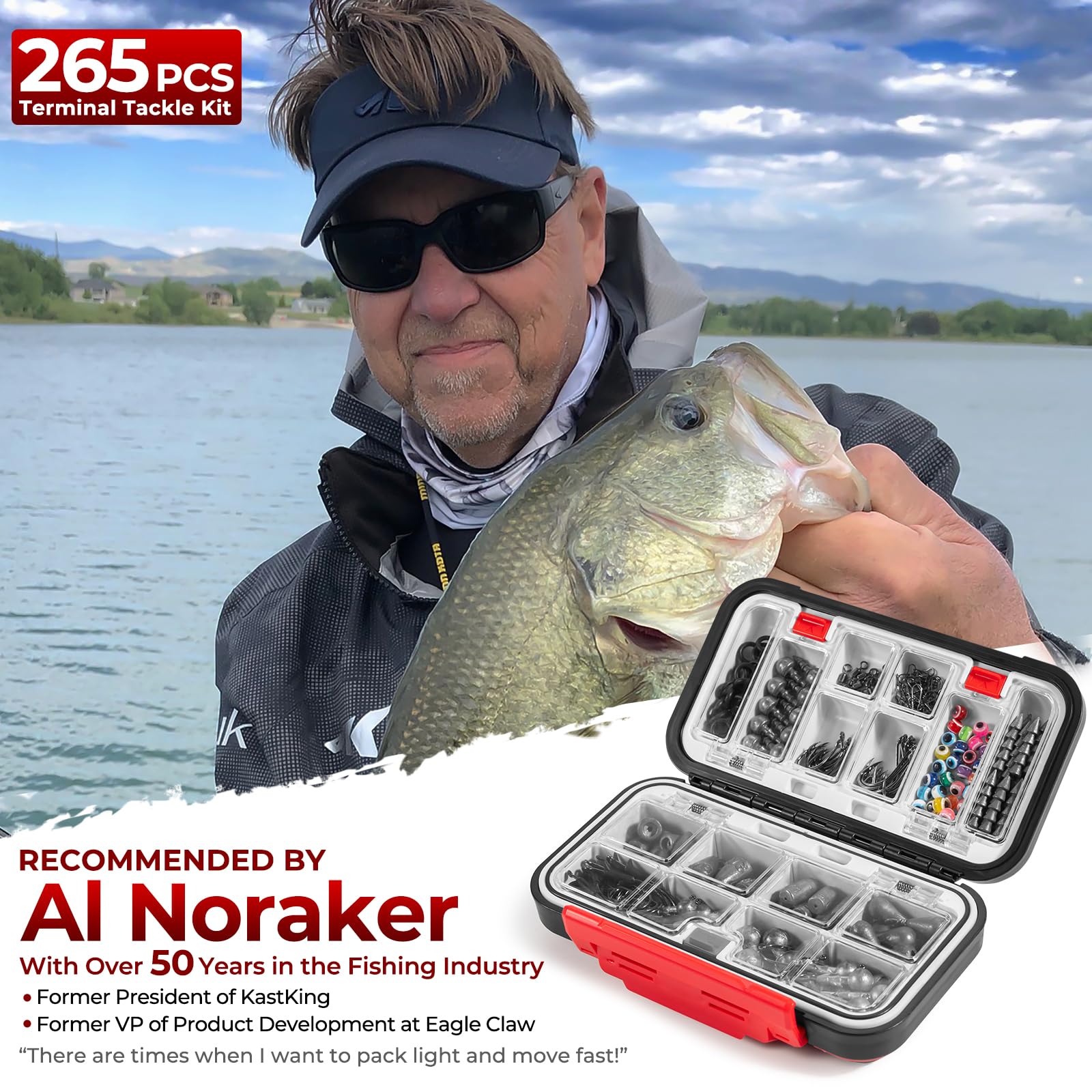 MadBite by KastKing 182/265/400pcs Compact Fishing Tackle Kit - All-in-One Freshwater Hooks, Weights, Bobbers in Tackle Box, Fishing Gear Set for Bass Trout Panfish