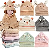 BEFACL 6 Pack Hooded Baby Towels - Ultra Soft Absorbent Coral Fleece Bath Towels for Newborns, Toddlers & Kids, 32x32 in Animal Hood