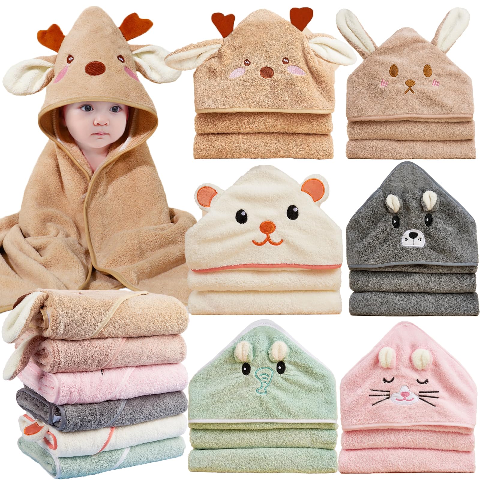 Amazon.com: BEFACL 6pack Hooded Baby Towels, Premium Ultra Soft