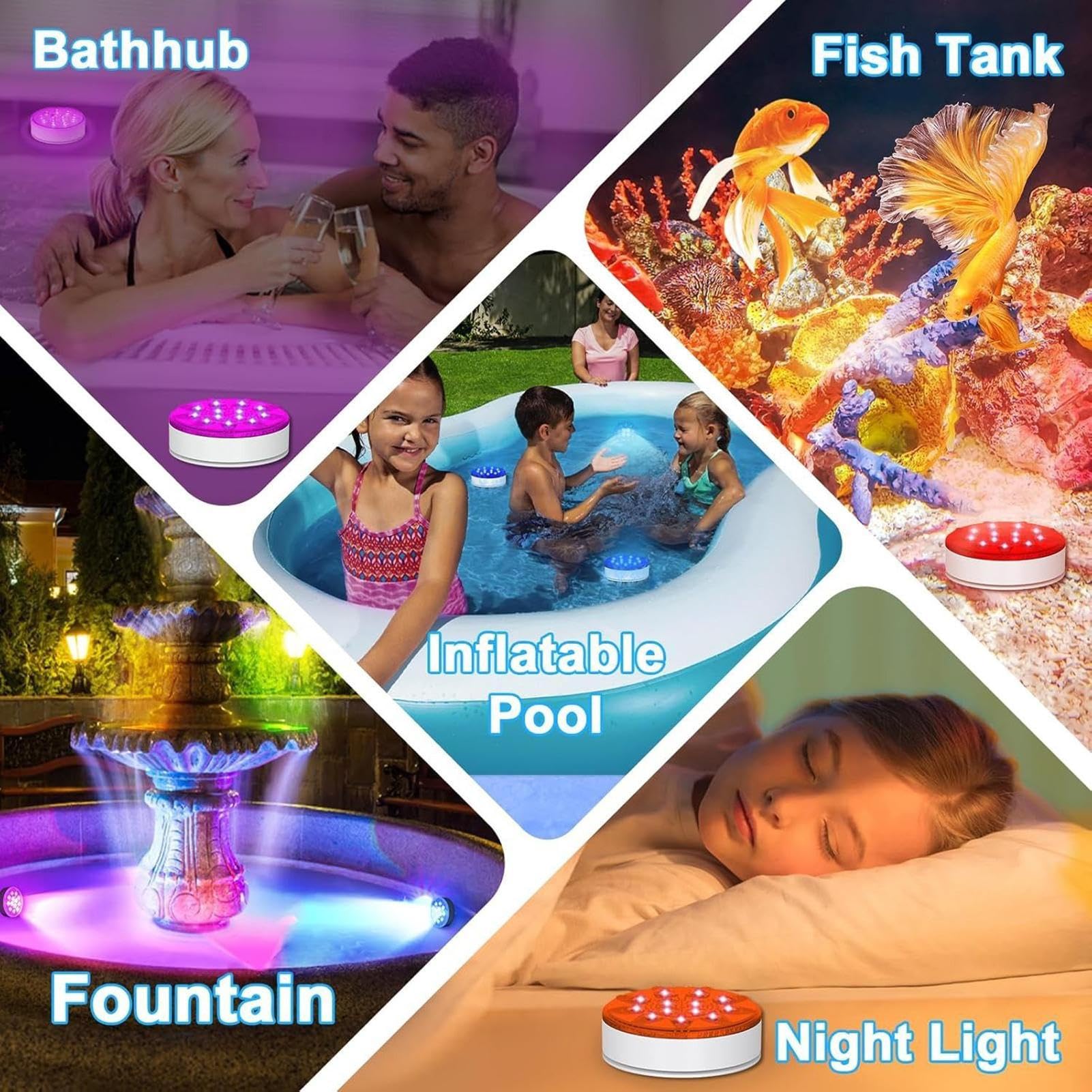Luces flotantes para piscina, 16 colores, impermeables, recargables, con