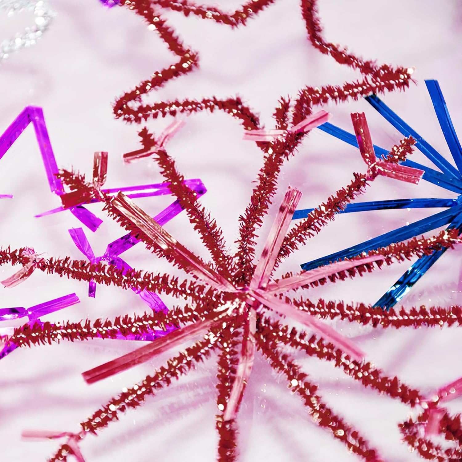 500pcs Shiny Pipe Cleaners Craft Twisting Sticks Bendable Glitter Stems Metallic Craft Pipe Cleaners Flexible Sticks for Decorations and