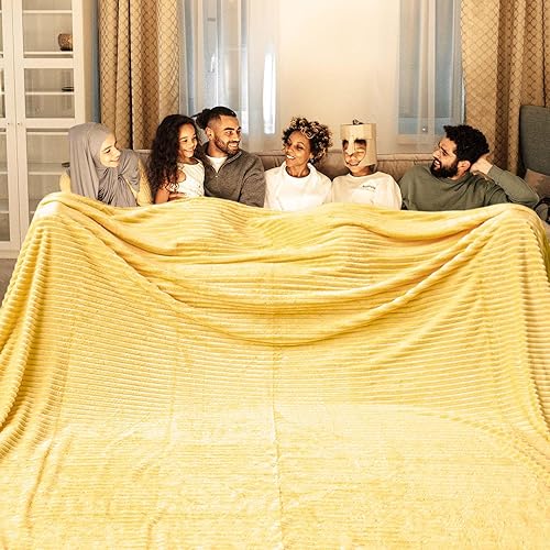 Miniatura 23 de Bnuitland - Manta de franela marrón con funda de almacenamiento, 300 GSM, manta de sofá súper suave con patrón de rayas de forro polar para bebés