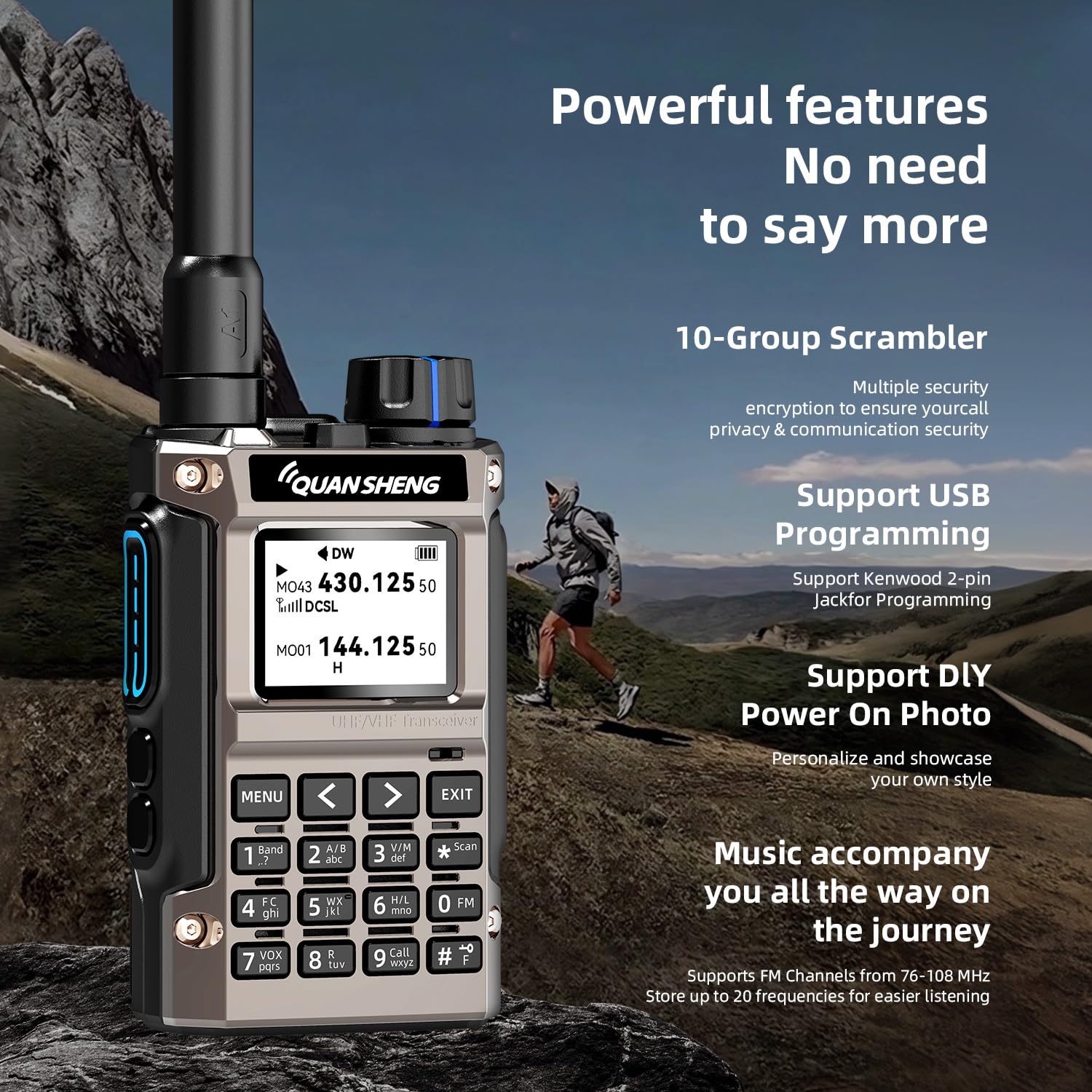 QUANSHENG UV-K1(8) Walkie Talkie Handheld Ham Radio, Air Band Receive 50-600MHz, Wireless Copy, One Key Frequency Match, Type-C Charging, NOAA Weather, 200 Channels, VOX, Portable Two Way Radio
