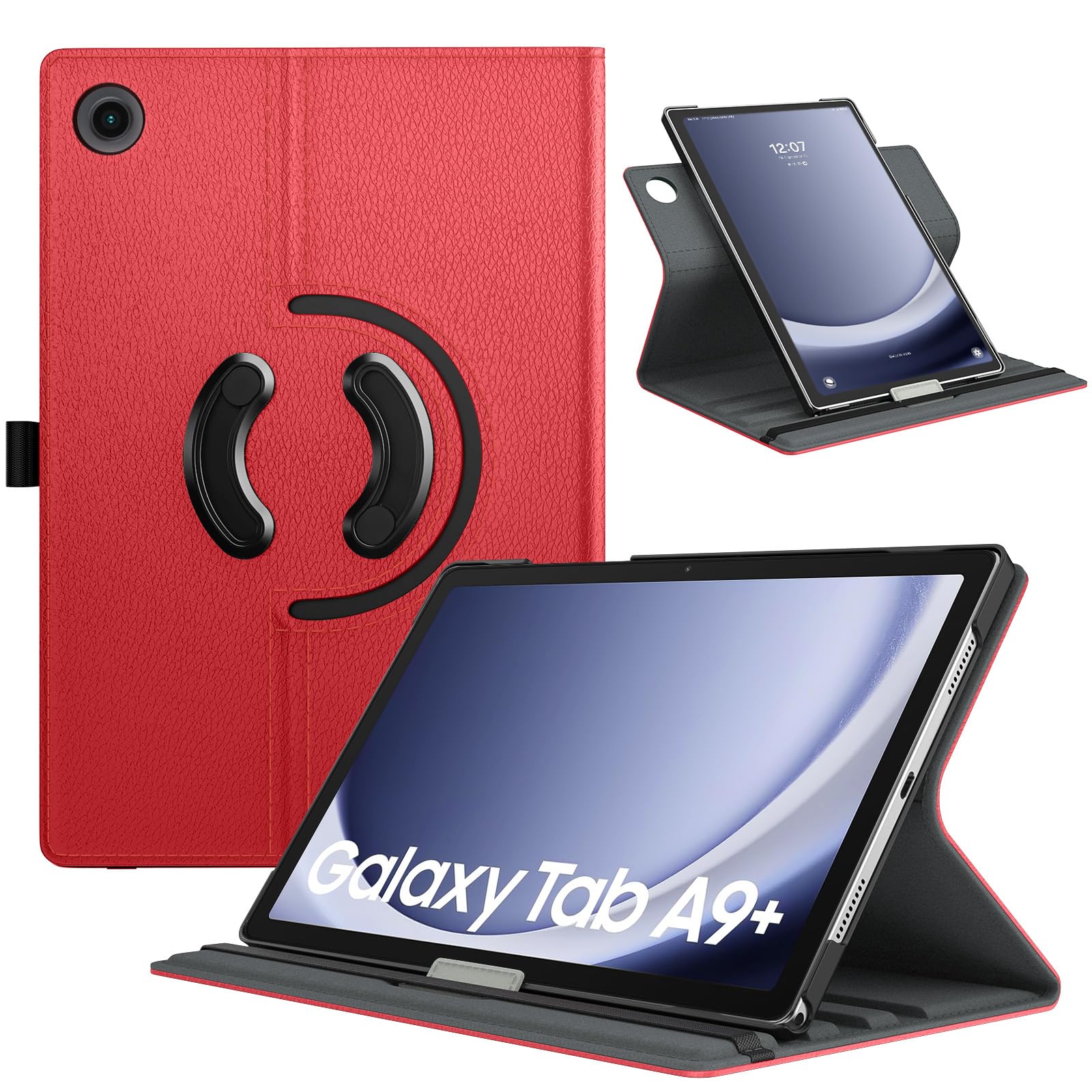 TiMOVO Drehbar Hülle Kompatibel mit Samsung Galaxy Tab A9+/A9 Plus 11 Zoll 2023 SM-X210/X216/X218, 90 Grad Drehbar Ständer Hülle, Auto Schlaf/Aufwach Schutzhülle für Galaxy Tab A9+ Tablet, Hell Rot