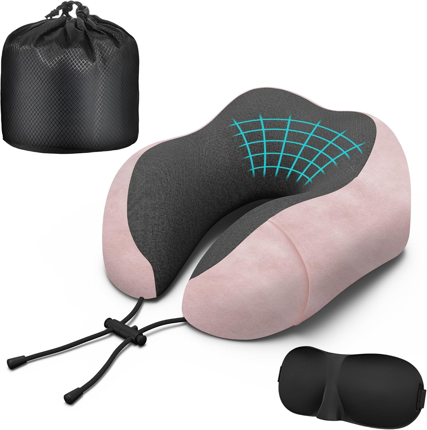 Almohada de Viaje Semi-Circular Espuma Viscoelástica Ajustable
