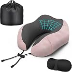 Oreiller de voyage encolure, Oreil de mousse de mémoire amélioré pour avion, Lavable à la machine, Oreilleur de vol réglable, Convient pour un avion de couchage, voiture, bureau et maison (noir)