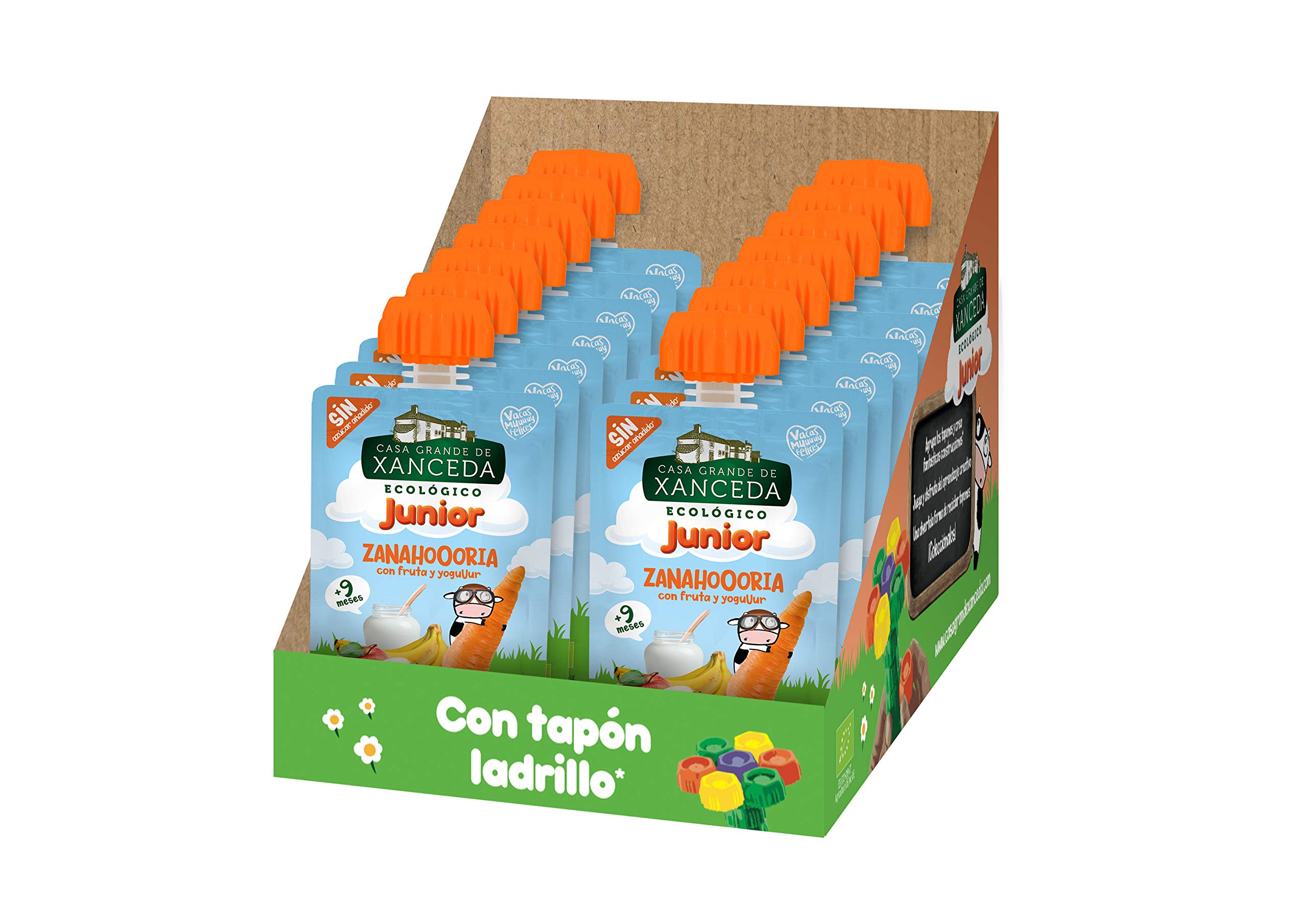 Bolsita de fruta y zanahoria con yogur ecológico Casa Grande de Xanceda 14 uds x 90g