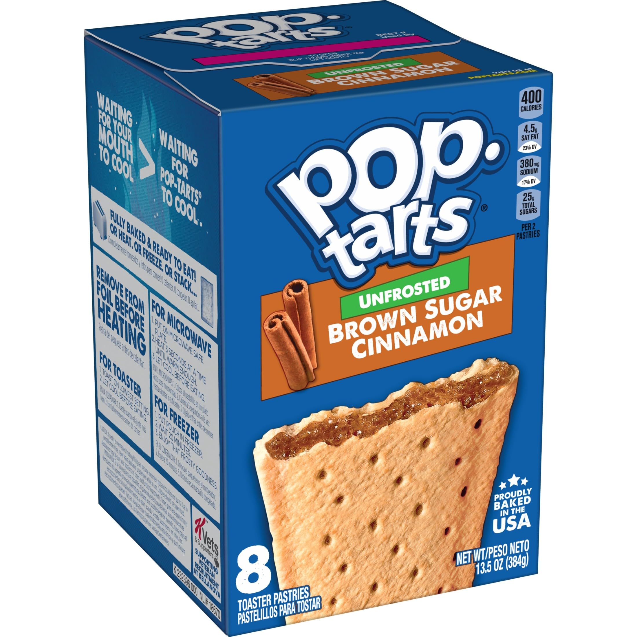 Pop-Tarts Toaster Pastries, Breakfast Food and Kids Snacks, Unfrosted Brown Sugar Cinnamon, 10.15lb Case (96 Count)