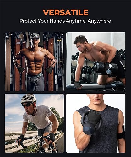 Miniatura 5 de sunnex Guantes de gimnasio para mujeres y hombres, entrenamiento sin dedos para levantamiento de pesas, ligeros y transpirables para deportes