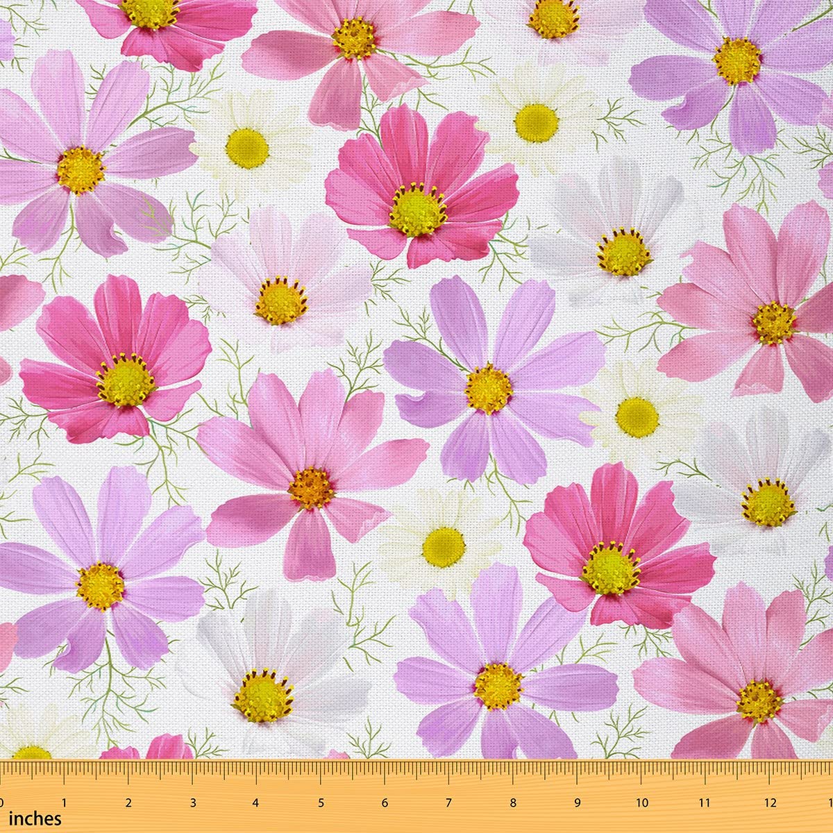 Richhome Multi 24 Watercolor Poppy Fabric By The Yard Pink Purple Wild Hippie Daisy Fabric For Sewing Supplies Dreamy Garden Floral Rustic Style Fabric For Room Decor And Diy Upholstery 1 Yard