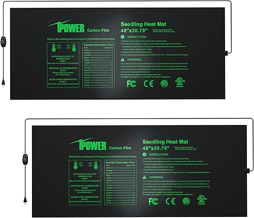 iPower Paquete de 2 alfombrillas de calor de siembra de 48 x 20.75 pulgadas con termostato de temperatura ajustable, almohadilla de inicio de