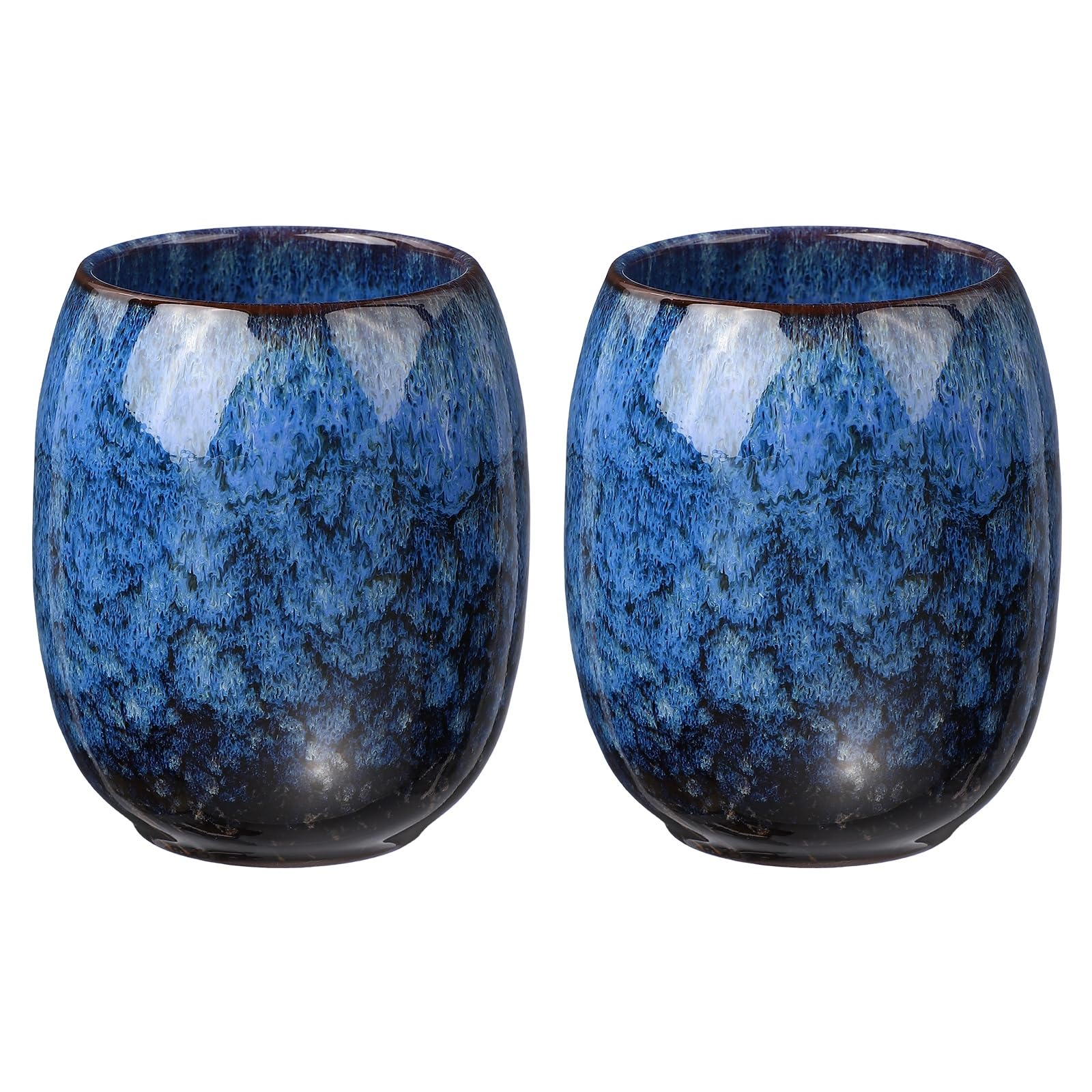 sourcing map 2pcs Chinese Ceramic Teacup 5.75oz Traditional Gong Fu Tea Set Japanese No Handle Small Tea Cup for Mate Tea Coffee Wine Drinks, Bright Blue — image 1