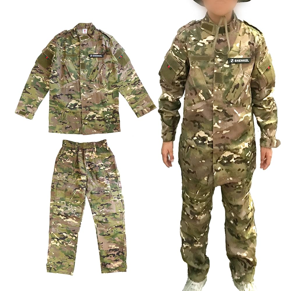 Amazon.co.jp: [SHENKEL] キッズ 迷彩服 上下セット 子供 160