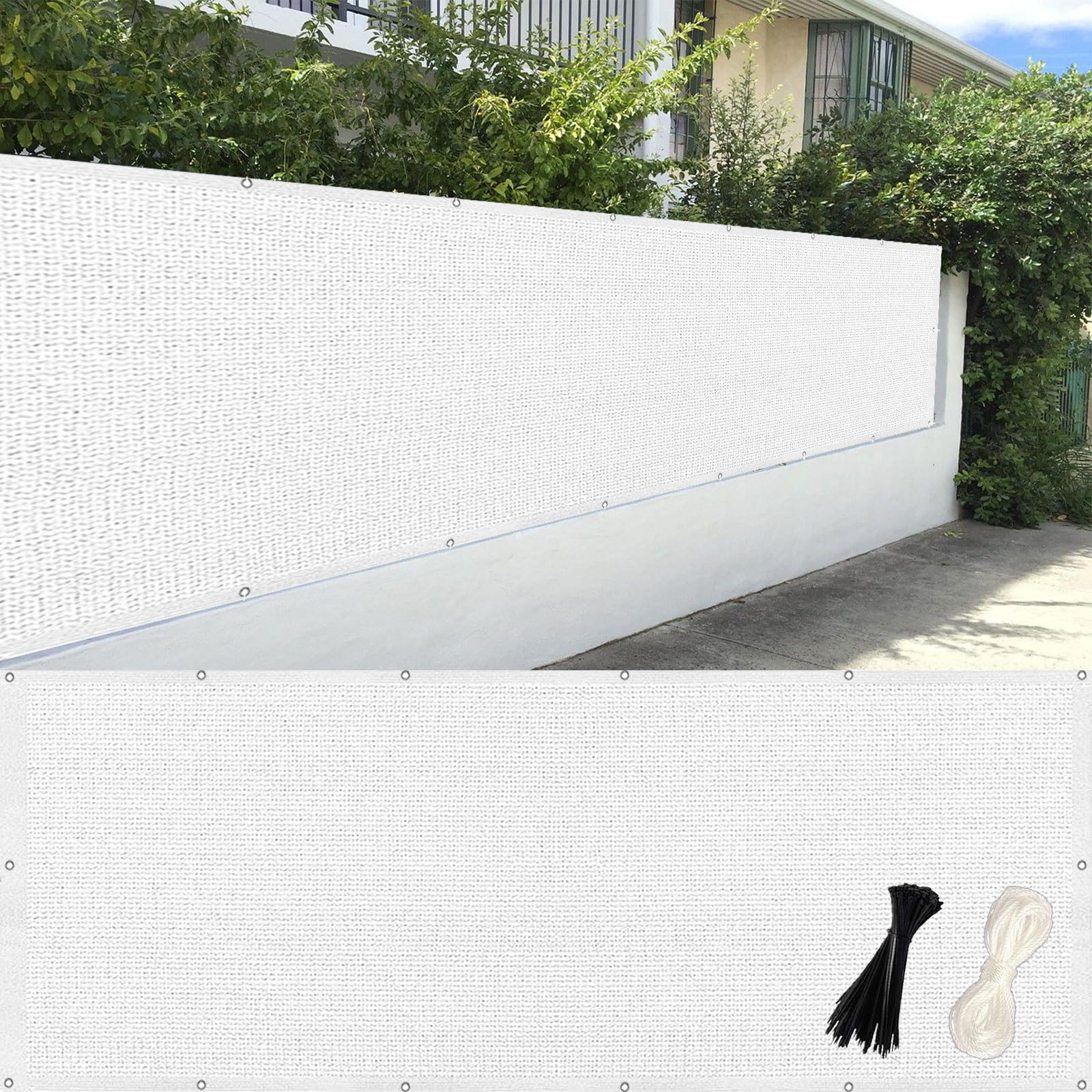 Brise vue 50 x 560 cm blanc anti-UV avec attaches câble