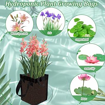 6PCS Pond Plant Baskets, 5.9x5.9x7.9 Inch Water Lily Mesh Bags 1 Gallon Aquatics Planter Pot Pond Planting Bags Aquatic Plants Growing Container with Handles for Lotus Water Garden Bog Plants