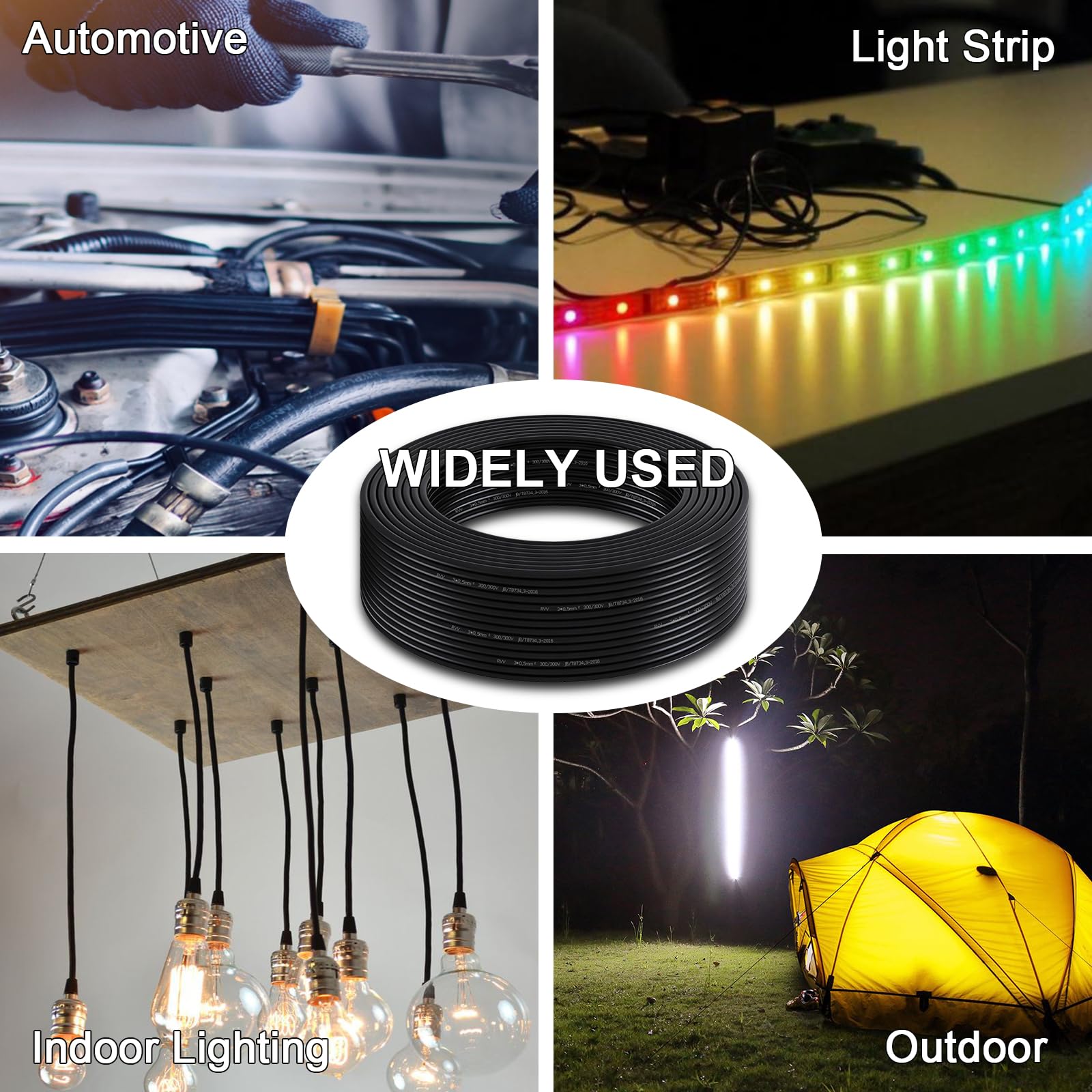 AOHEWEI 20 m 16AWG 3-żyłowy kabel, 3 x 1,5 mm², elastyczny, ocynkowany kabel miedziany, 5 V/12 V/24 V/300 V, niskonapięciowy kabel elektryczny do listew świetlnych LED, samochodów, na zewnątrz i