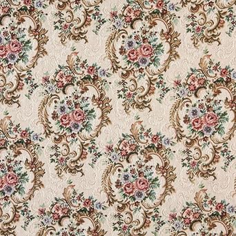 Discounted Designer Fabrics Green Blue and Burgundy Floral Tapestry Upholstery Fabric by The Yard - SKU Beckett Jewel