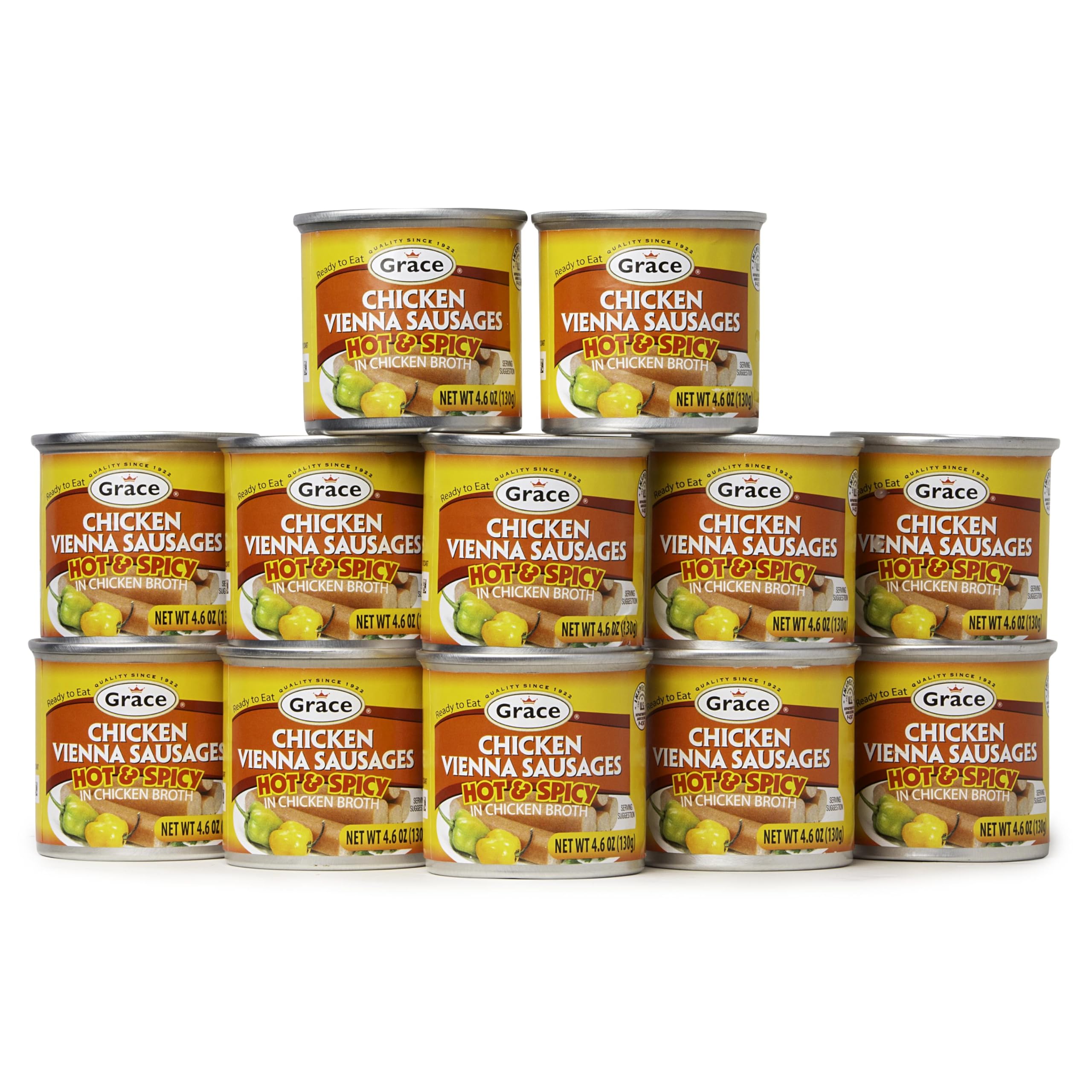 Grace Hot & Spicy Chicken Vienna Sausage 4.6oz - 12 Pack - in Chicken Broth