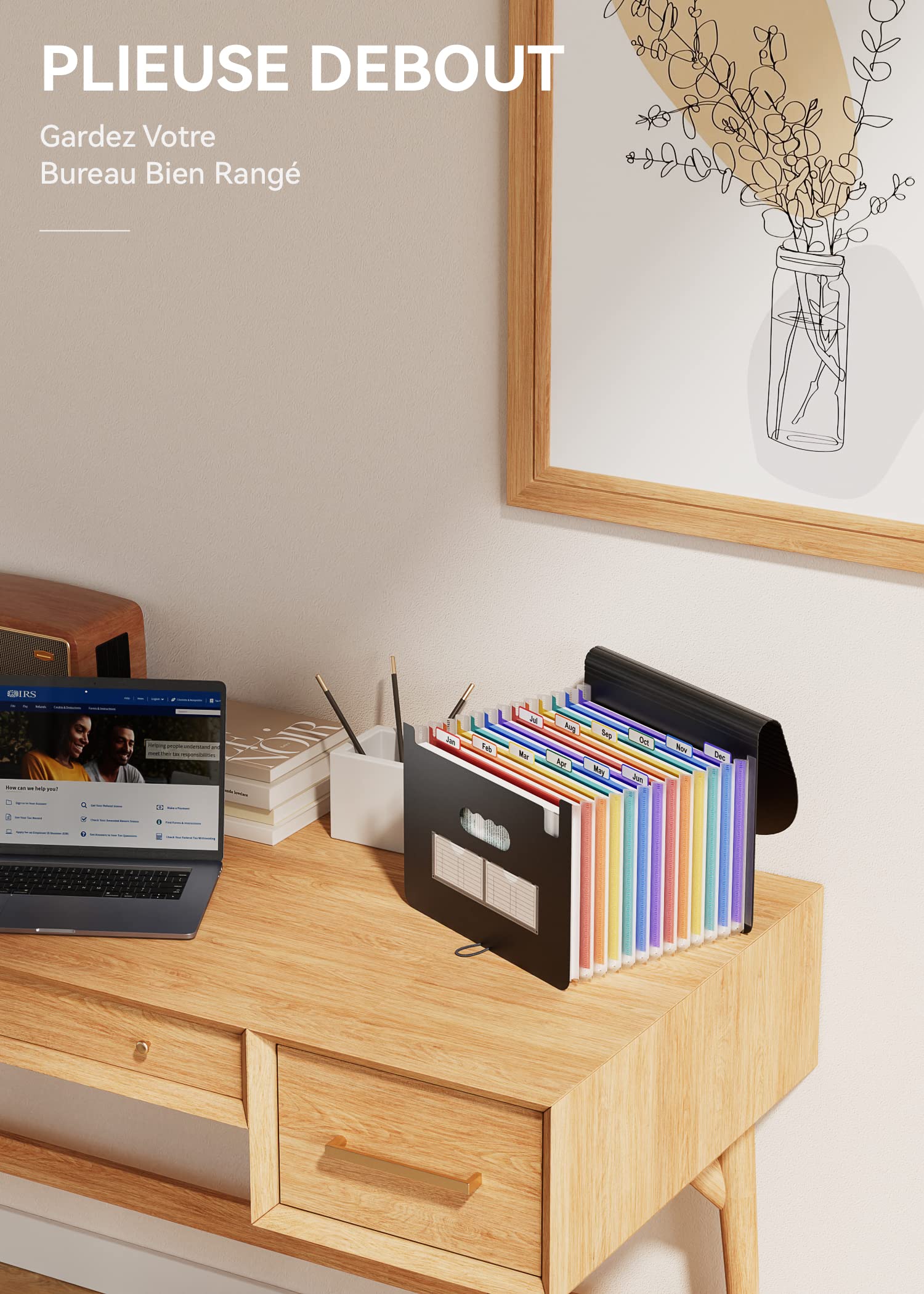 Trieur A4 / Range Document/Papier 12compartiments- ABClife Trieur Valisette Classeur a4 Organiseur Documents Extensible Accordéon Document