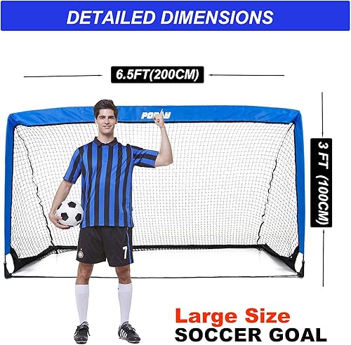Miniatura 2 de Poray - Red de fútbol portátil desplegable para niños y adultos con tela Oxford 210D y estacas adicionales, regalo de cumpleaños y diversión para