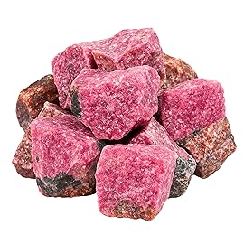 Amazing Gemstone 2 Pieces Rhodonite Raw Crystals and Healing Stones, Natural Rocks for Tumbling and DIY Raw Stones and Crystals