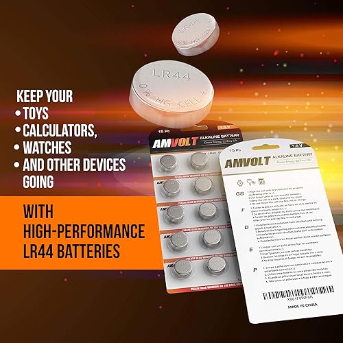 Miniatura 6 de AmVolt- Pack of 15 LR44 Batteries AG13 SR44 357 303 Premium Alkaline Non Rechargeable Button Battery, 1.5 Volt Small Batteries for Watches Clocks &
