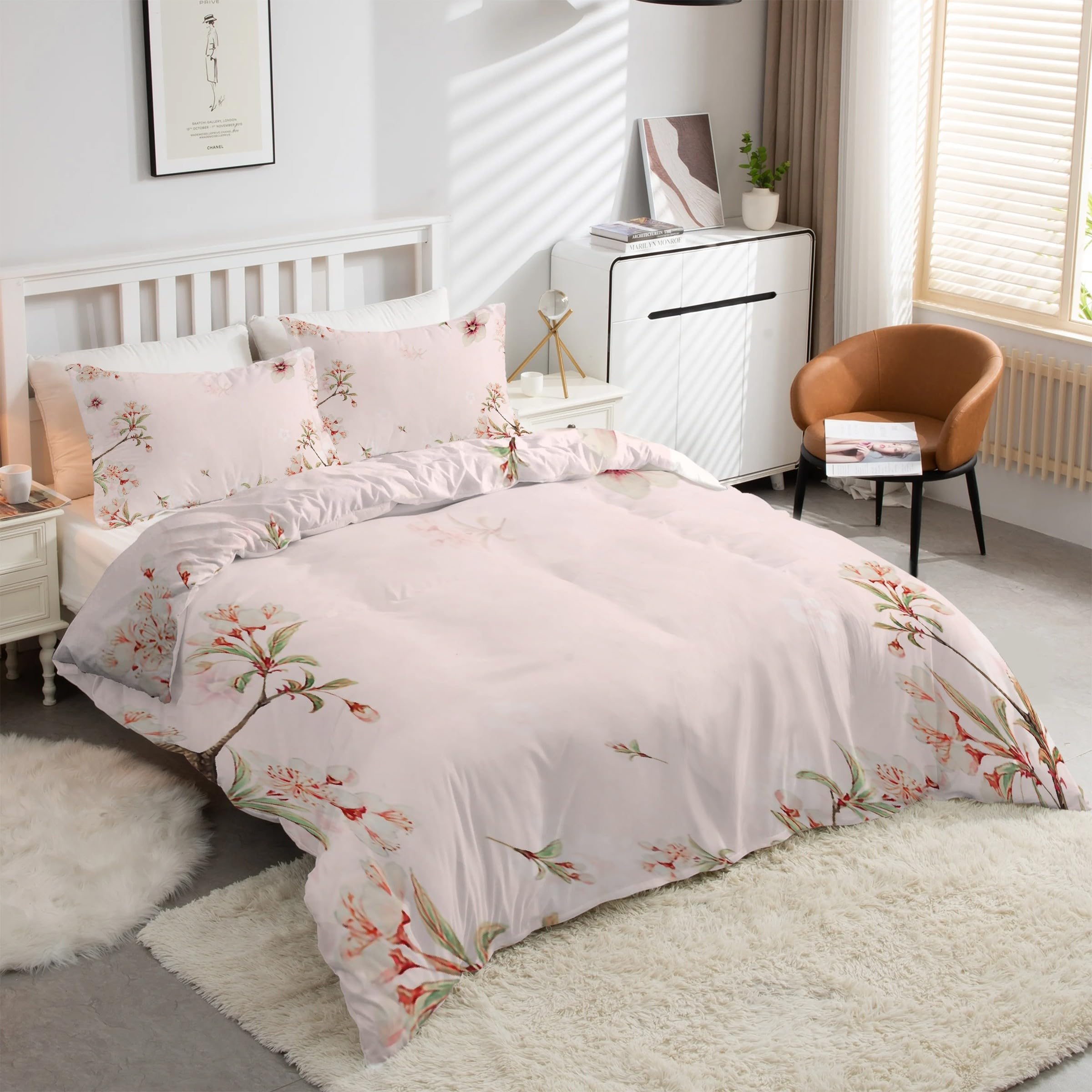 Housse de couette 200x200 motif plantes pour une chambre nature et cocooning