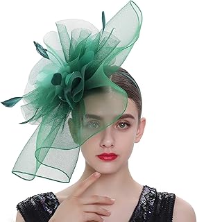 Sponsored Ad - LATIMOON Fascinator Hat Flower Feather Mesh Derby Tea Party Wedding Hat with Clip and Headband for Women