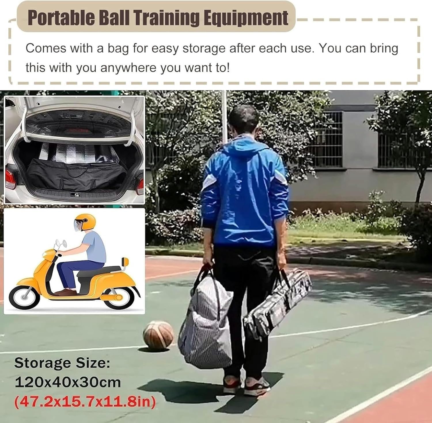 Hanging Basketball Return Net, 180° Rotatable Shot Returner Machine, Metal Rebounder Trainer for Indoor/Outdoor Hoops