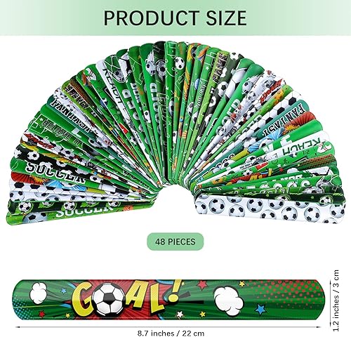 Miniatura 2 de durony 48 pulseras de fútbol a presión, pulseras deportivas para fiestas de fútbol, premios de aula, regalos de cumpleaños, tema de fútbol