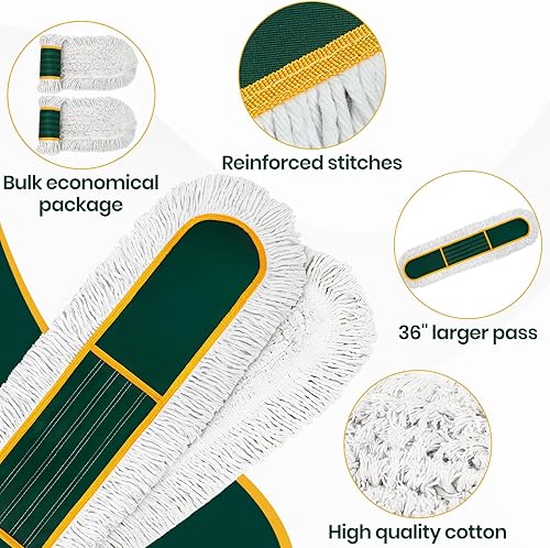 Miniatura 3 de Trapeadores comerciales de 36 pulgadas, plumero extra grande con 2 almohadillas de repuesto, mango largo de 60 pulgadas, trapeador plano industrial
